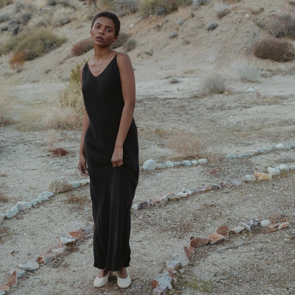 OZMA Black Sleeveless V-Neck Maxi Dress